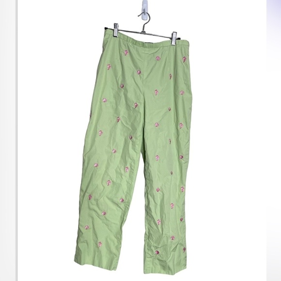 346 Green Clamshell Printed Pants 6 - Picture 1 of 9